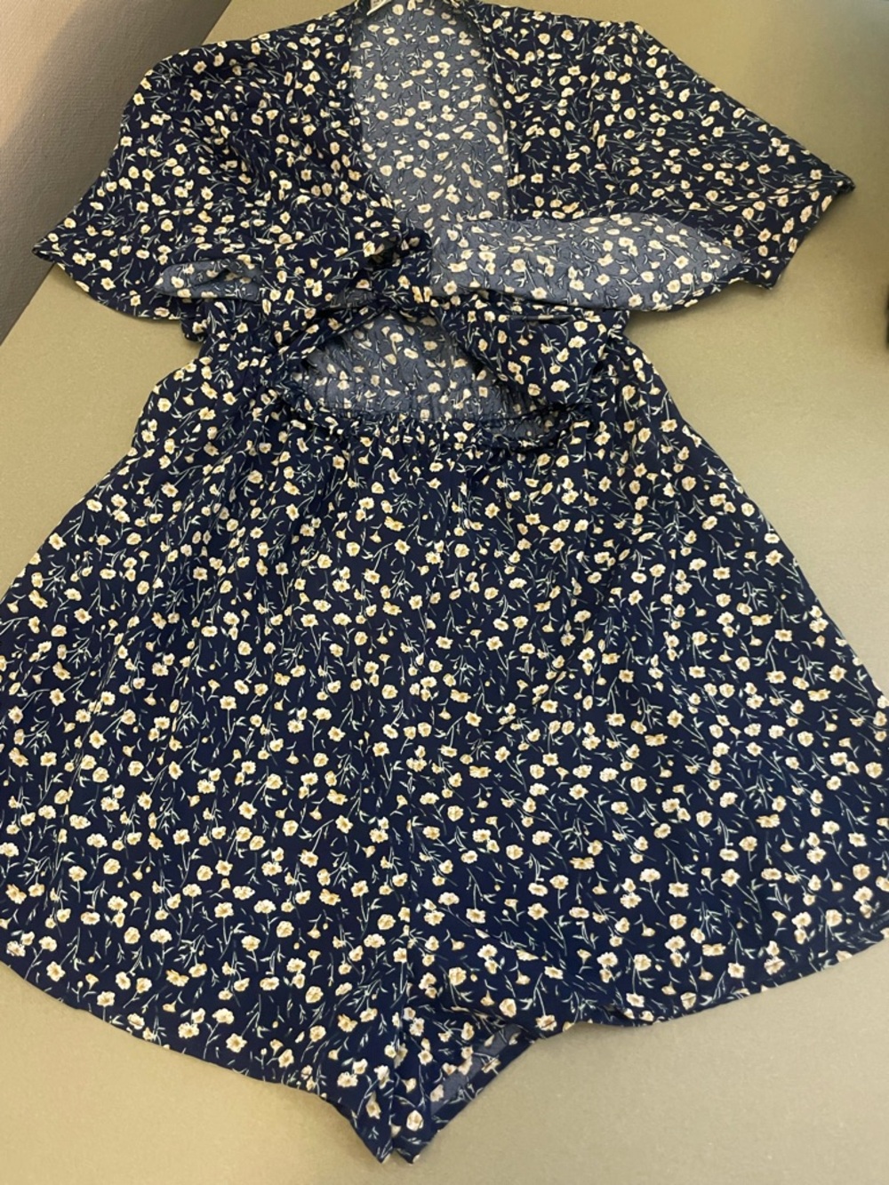 Floral Print Romper with High Waist Cut out